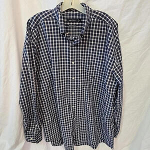 Nautica Mens Classic Button-down Stretch Plaid XXL‎ Cotton Sanded Poplin Shirt
